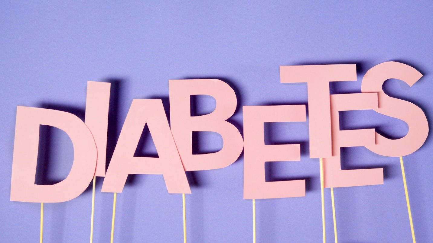 Letters Reading Diabetes on a Purple Background